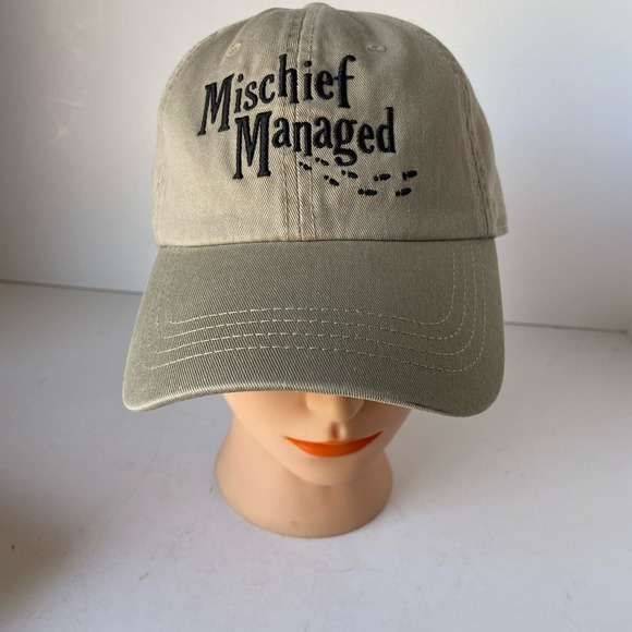 Harry Potter Mischief Managed Cap Wizarding World NWT One Size Adjustable Khaki - Picture 1 of 10